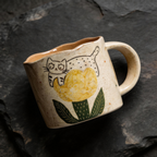 Lace-Edged Handmade Ceramic Coffee Mug 350ml